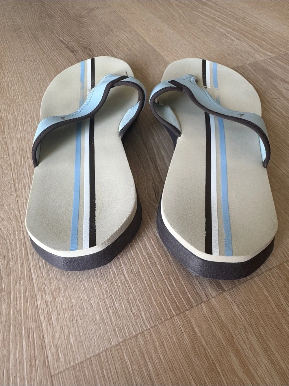 Nike Light Blue & Cream Striped Thong Sandals